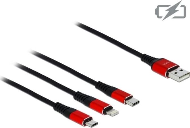 Kabllo USB Delock USB-A - Lightning, 0,3m, e zezë