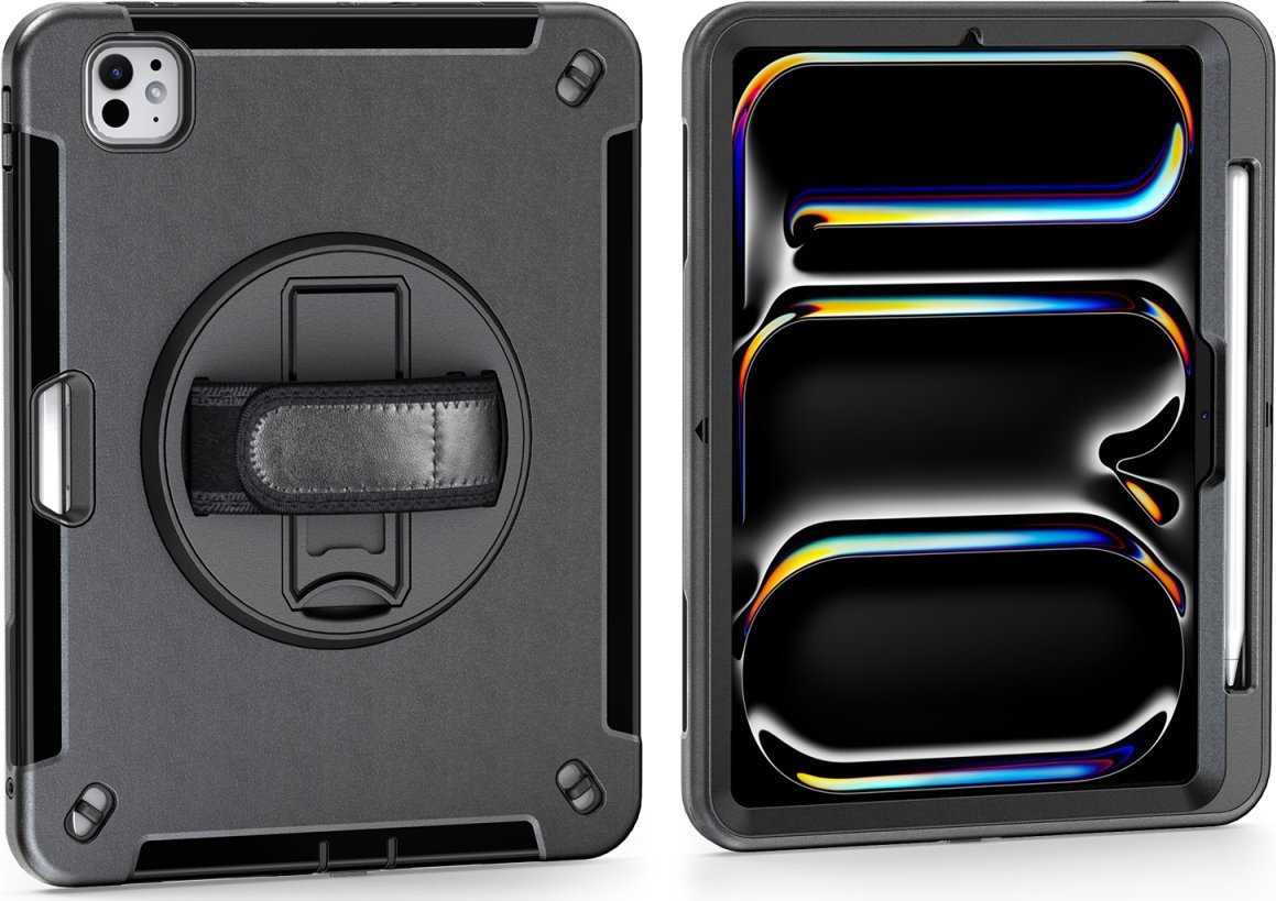 Mbulesë tableti 4smarts Rugged Case GRIP për iPad Pro 11 M4 2024, rezistente ndaj goditjeve, e zezë