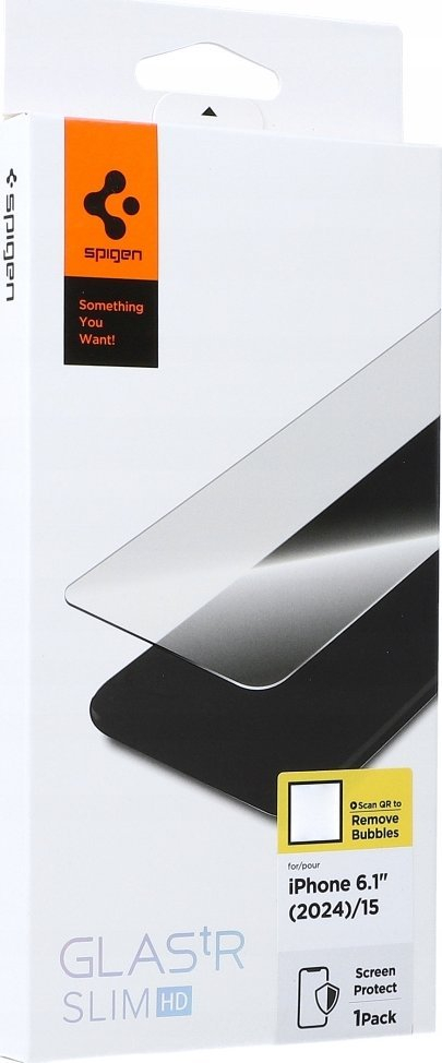 Xham mbrojtës Spigen Glass tR Slim HD, për iPhone 16 15, transparent