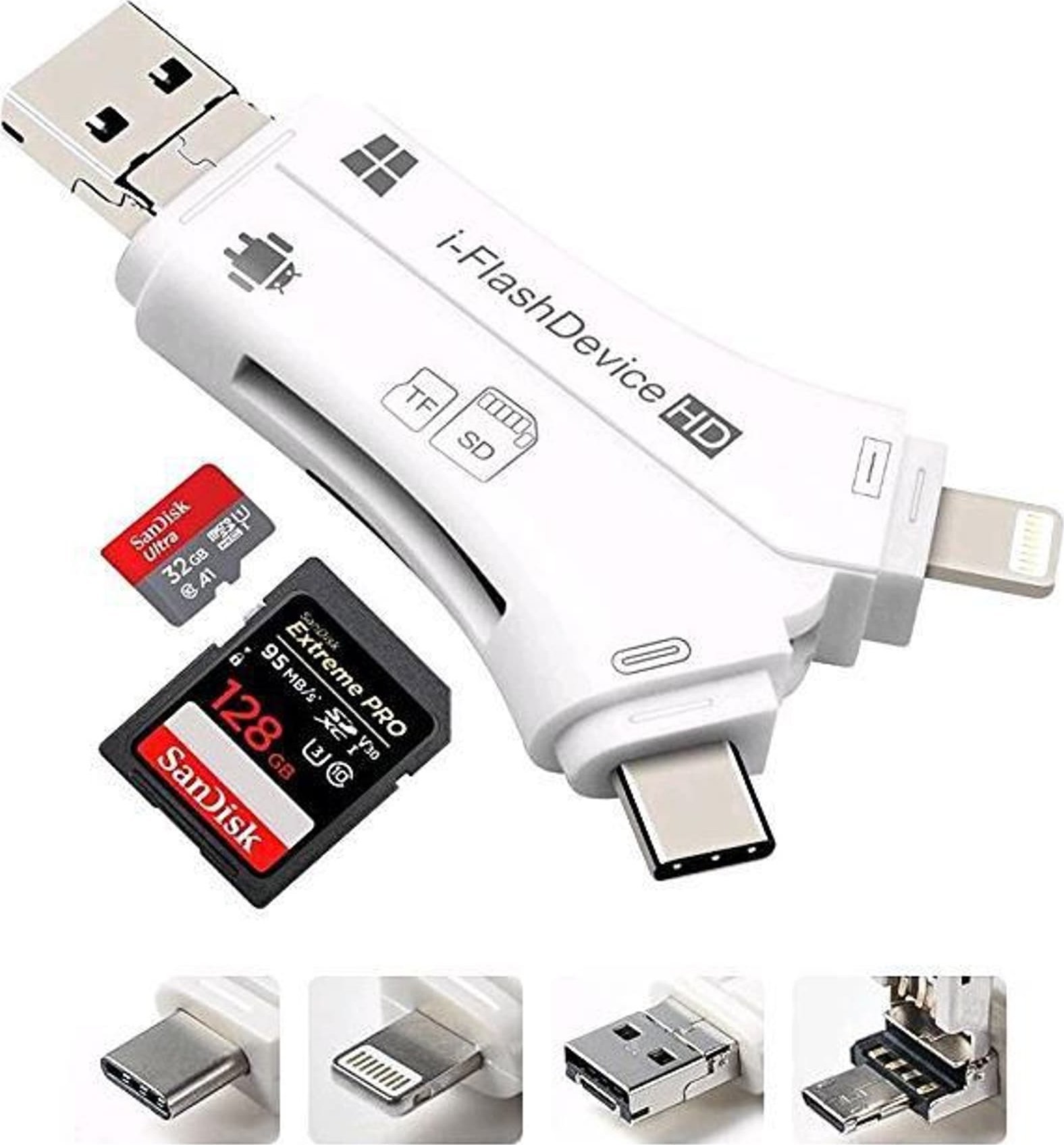 USB Flash Drive CoreParts MMUSB-UNI-ADAPTER, e bardhë