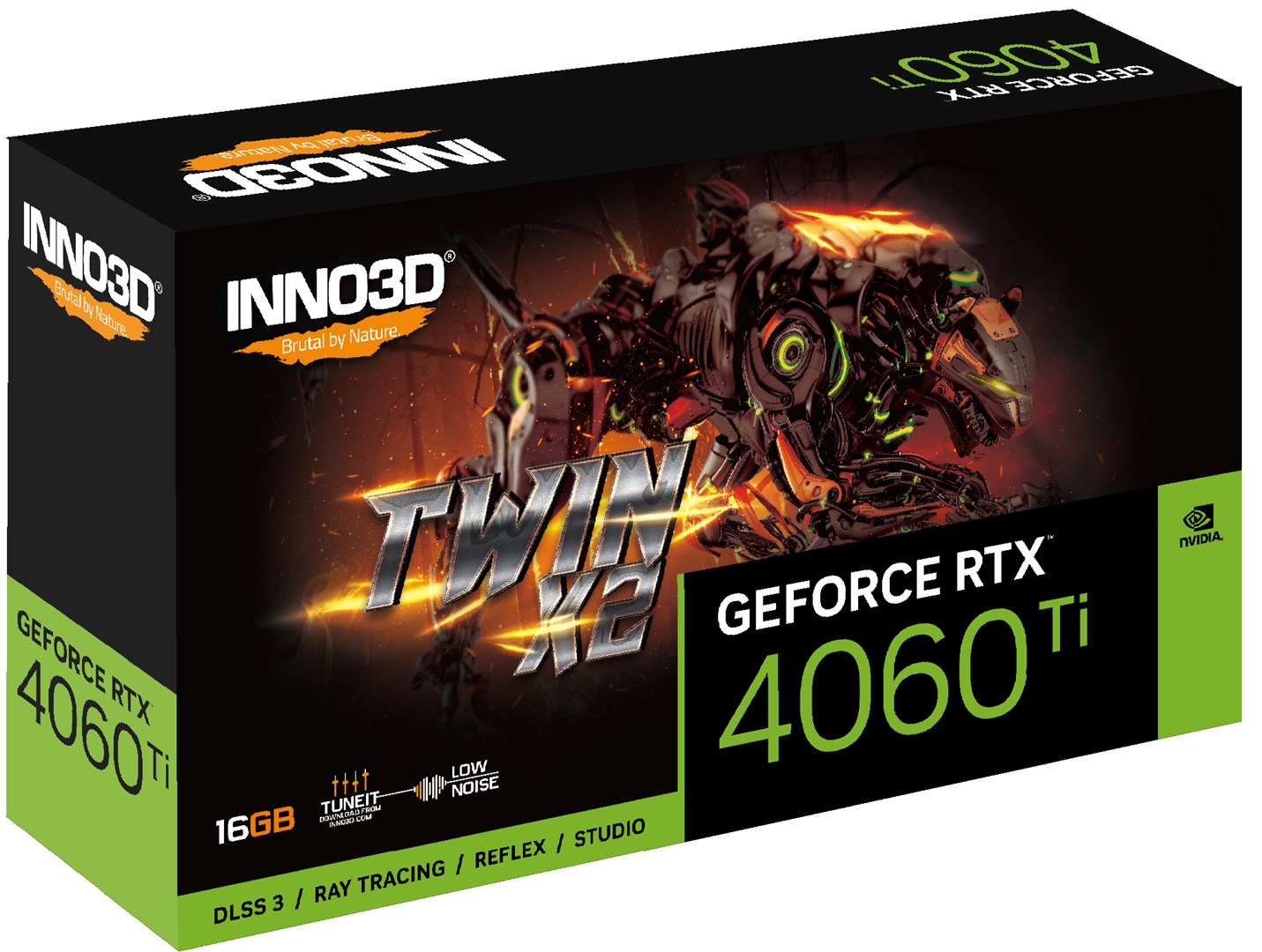 Kartë grafike Inno3D NVIDIA GeForce RTX 4060 Ti, 16 GB GDDR6, N406T2-16D6-178055N