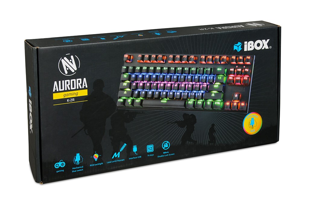 Tastierë iBOX Aurora K-2R, Blue Switch, RGB, e zezë