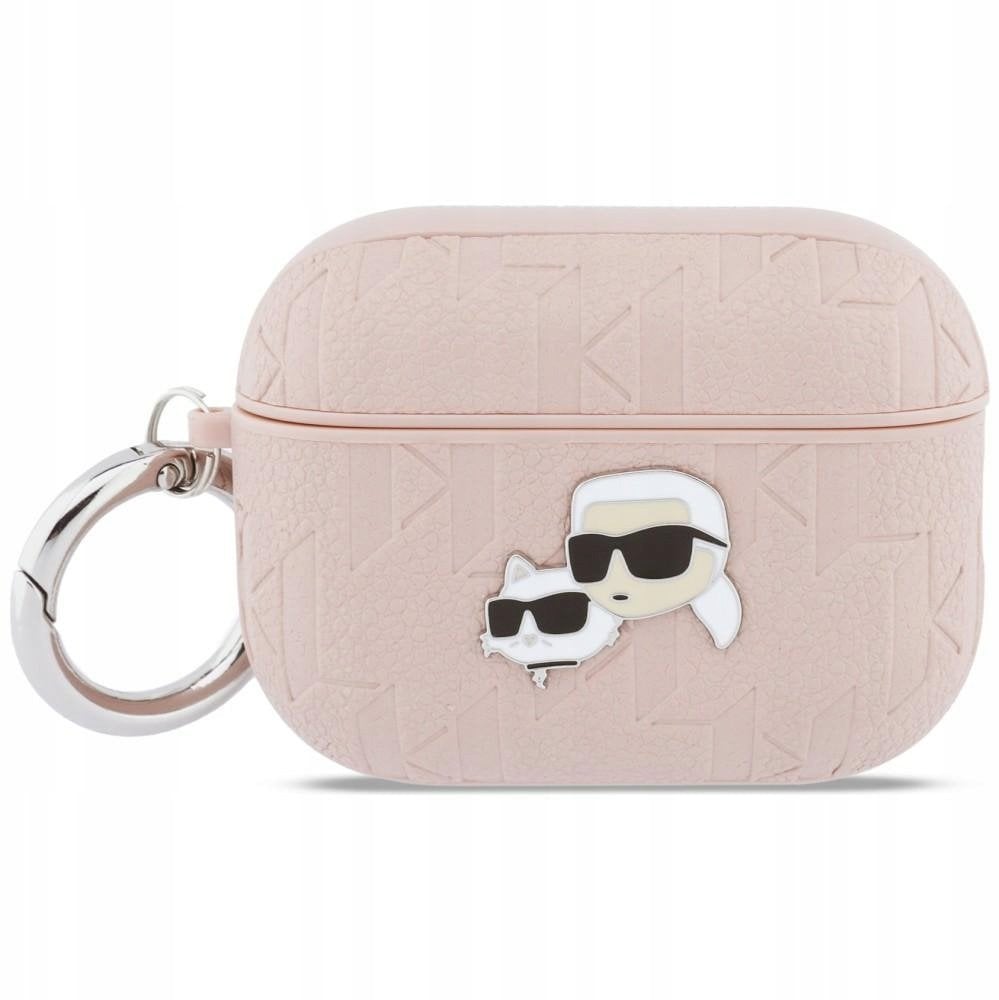 Футрола Karl Lagerfeld Monogram Karl &amp; Choupette Head за AirPods Pro 3, еко кожа, розова