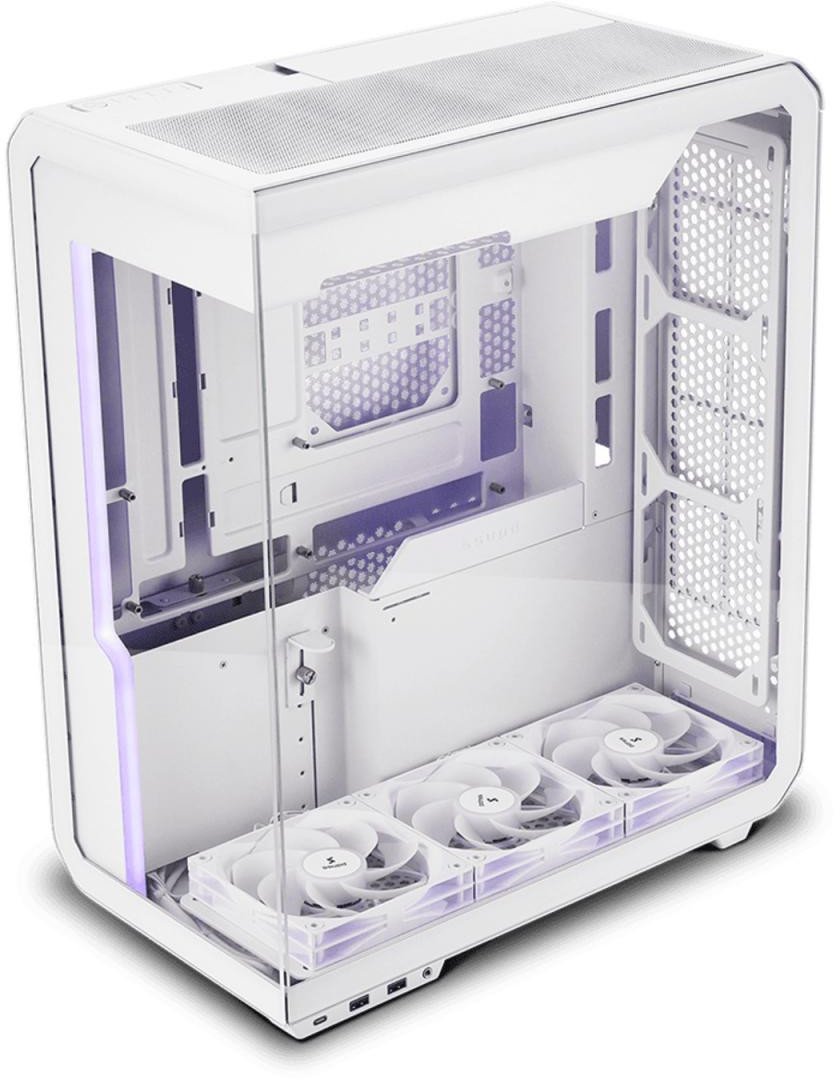 Kuti gaming SSUPD XHUTTLE Dual Display MIDI Tower, panoramike, montim vertikal, e bardhë