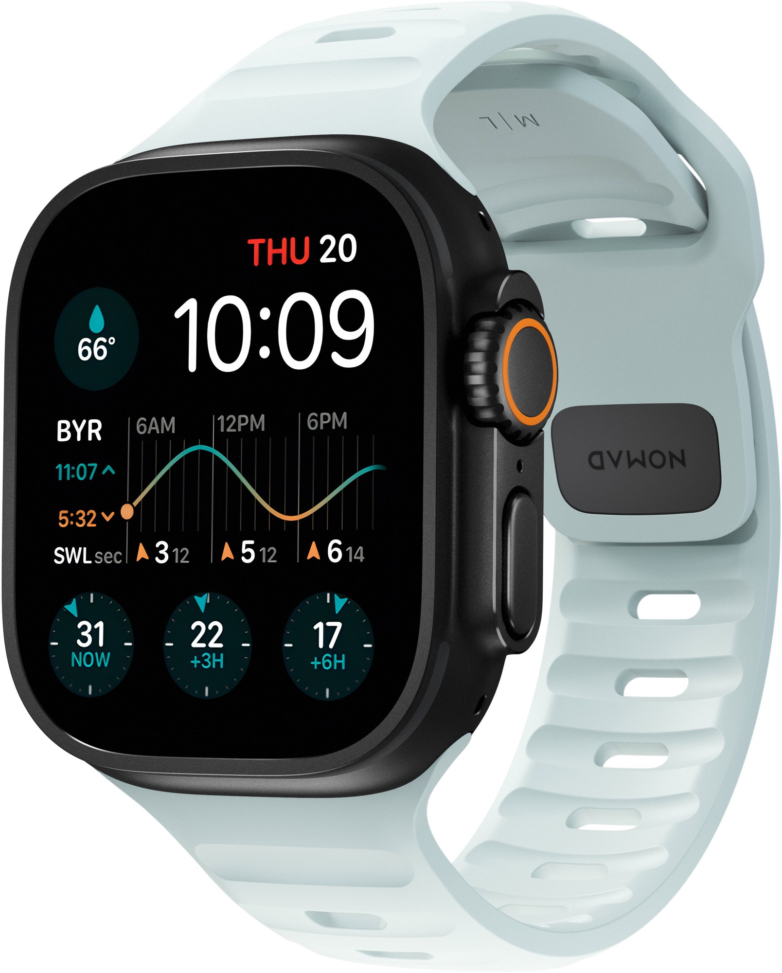 Rrip sportiv për Apple Watch, 46mm 49mm, FKM rezistent ndaj ujit, Icy Blue Glow