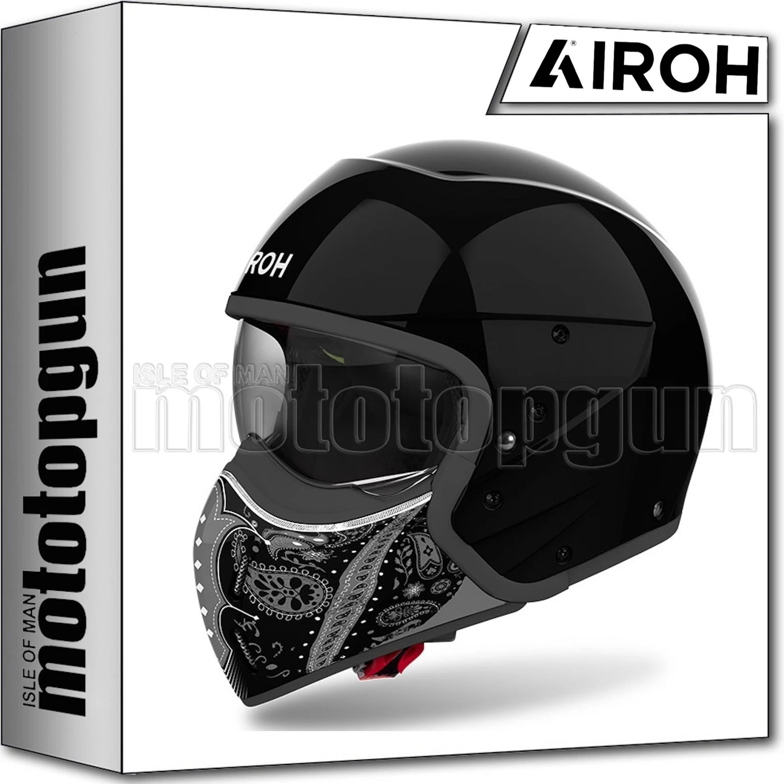 Helmetë motoçiklete Airoh Jet J1P17 J 110, Paesly, e zezë me shkëlqim, XS