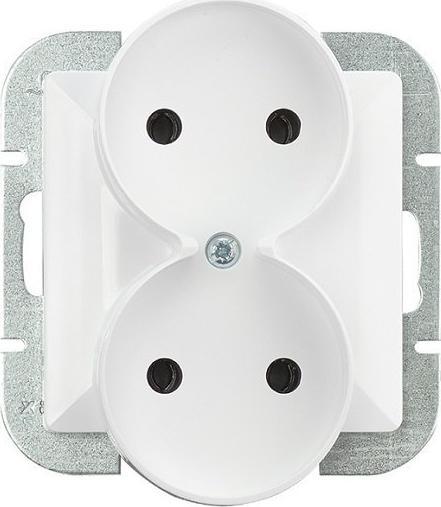 Prizë dyshe pa tokëzim Abex PERŁA, 16AX 250V, IP20, e bardhë