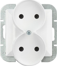 Prizë dyshe pa tokëzim Abex PERŁA, 16AX 250V, IP20, e bardhë