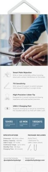 Смарт пенкало touch Uniq Pixo Lite 2.0, магнетно, за iPad, бело