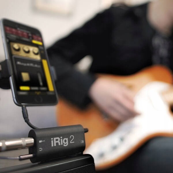 Interfejs kitarre IK Multimedia iRig 2, për iOS dhe Mac, portë 1/8" TRRS, i zi