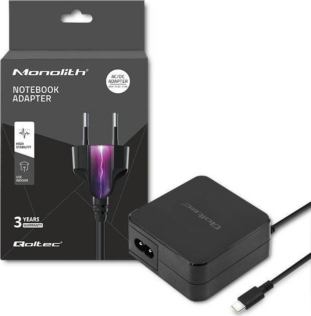 Karikues laptopi Qoltec 51027, 65W, USB Type C PD, i bardhë