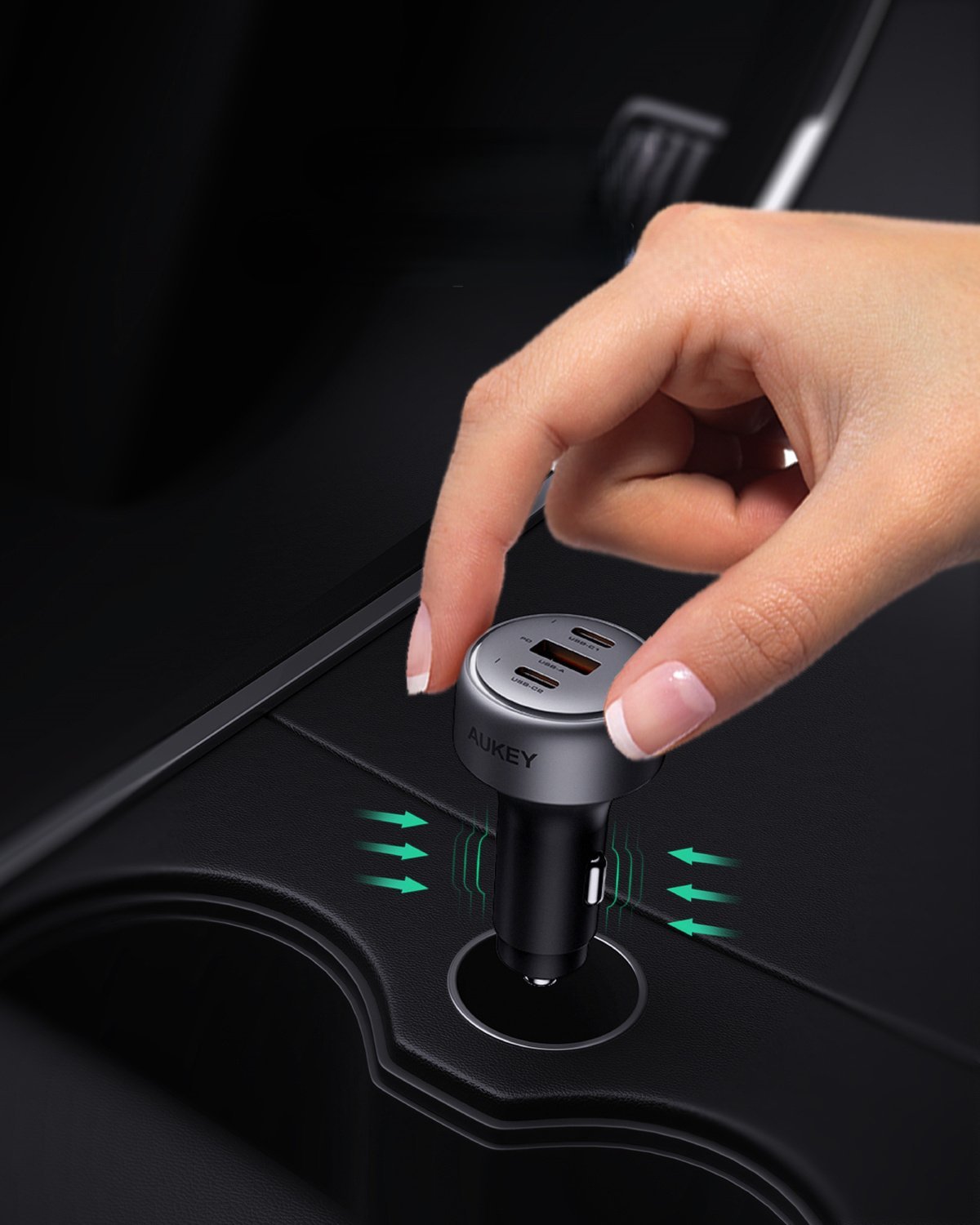 Karikues veture Aukey Pathfinder, 66W, me ekran LED, i zi gri