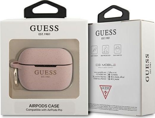 Mbulesë silikoni Guess GUAPSGGEP për AirPods Pro, me shkëlqim, rozë