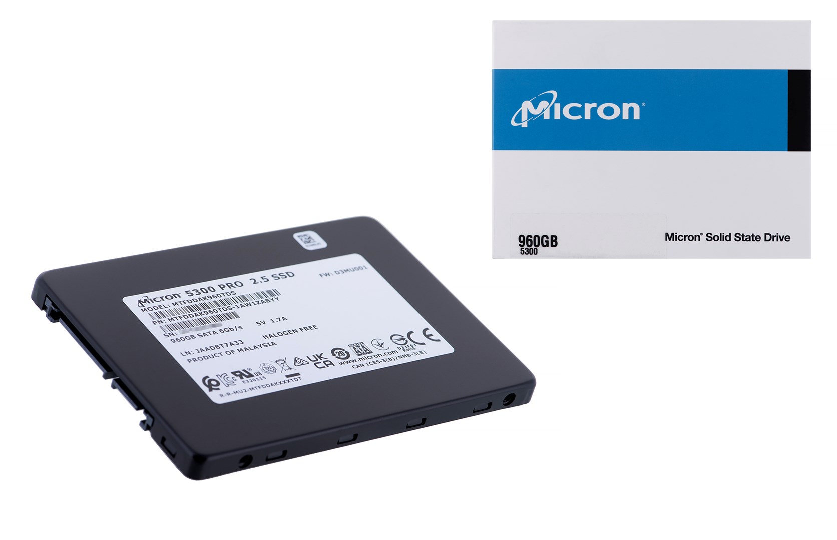 Disk SSD Micron 5300 PRO, 960GB, 2.5" SATA, e zezë
