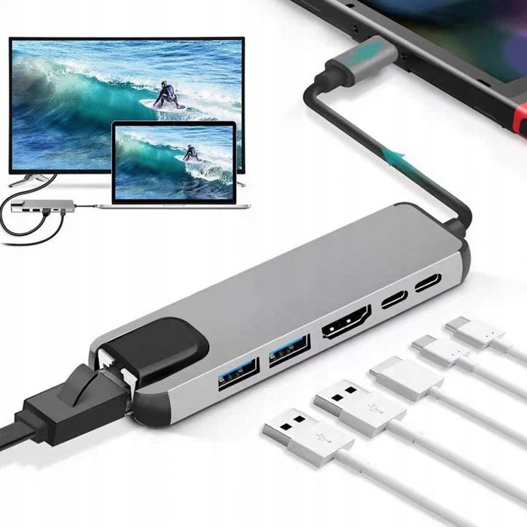 HUB USB Type C 5 në 1, HDMI 4K, PD 87W, gri