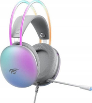 Kufje gaming Havit H2037d, me mikrofon, me dhe pa tela, të bardha