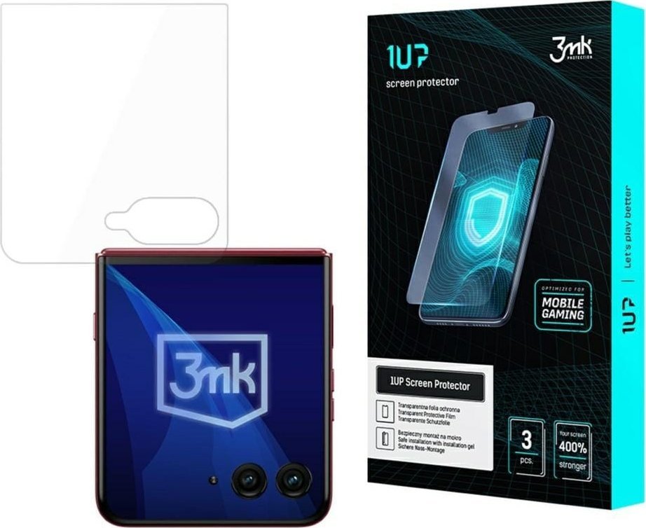 Film mbrojtës 3MK 1UP Gaming për Motorola Razr 60 Ultra, set 3 copë, transparent