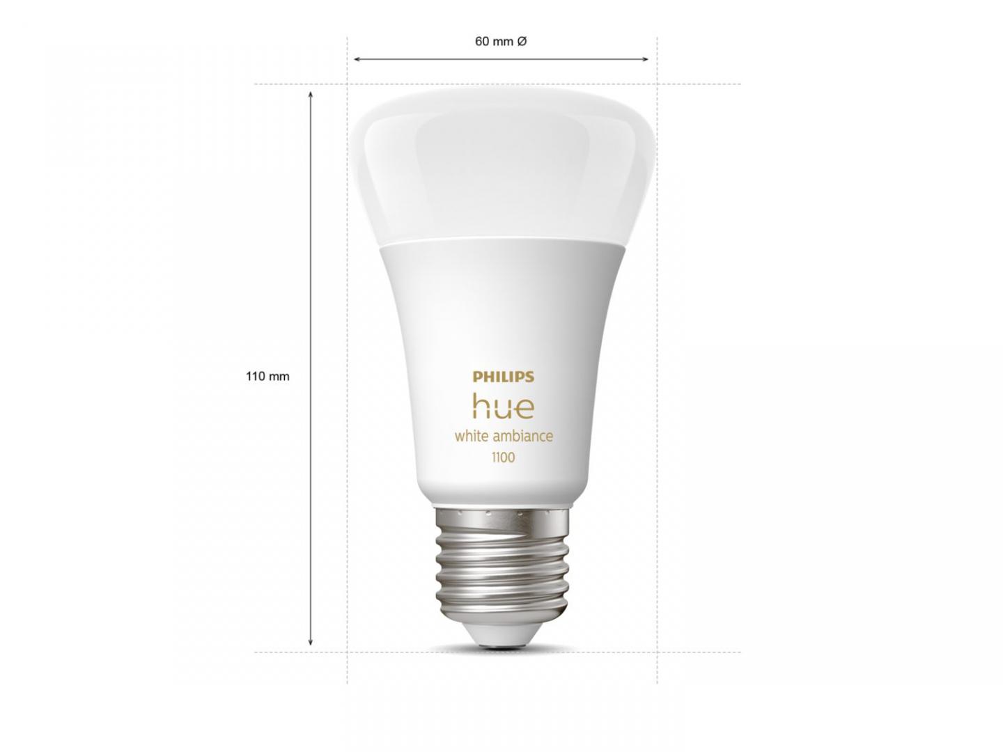 Llamba inteligjente Philips Hue White A60 E27, LED, 1100 lumen, set 2 copë