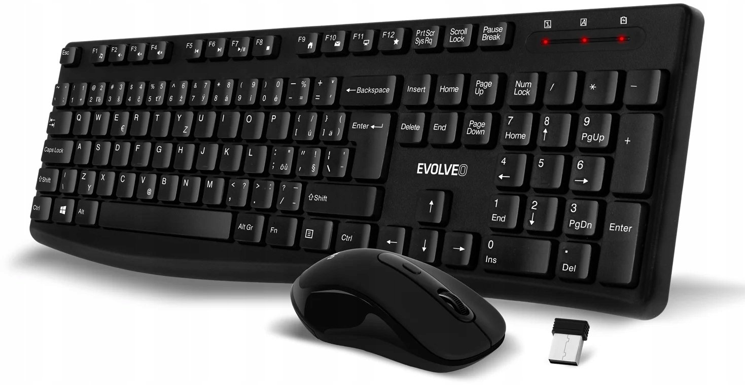 Сет тастатура и глушец EVOLVEO K1050, безжичен, ергономски, црн
