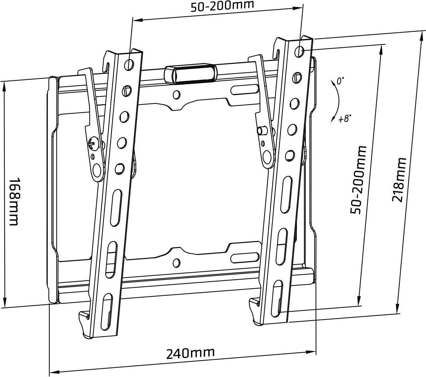 Mbajtëse muri TV Maclean MC-942, 13"-42", VESA 200x200, 25kg, e zezë