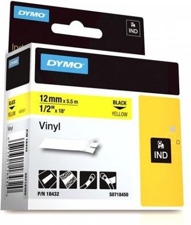 Shirit etiketues për kabllo Dymo Rhino, 12mm, 5.5m, i bardhë