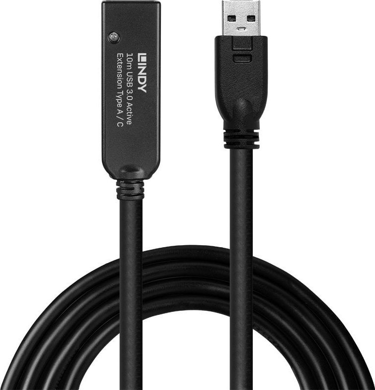 Kabllo zgjatuese USB 3.0 Lindy, 10m, Type A në USB C, e zezë