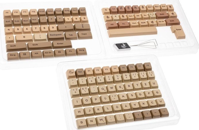 Сет капи за копчиња Ducky Boba, PBT, профил MDA, кафеава