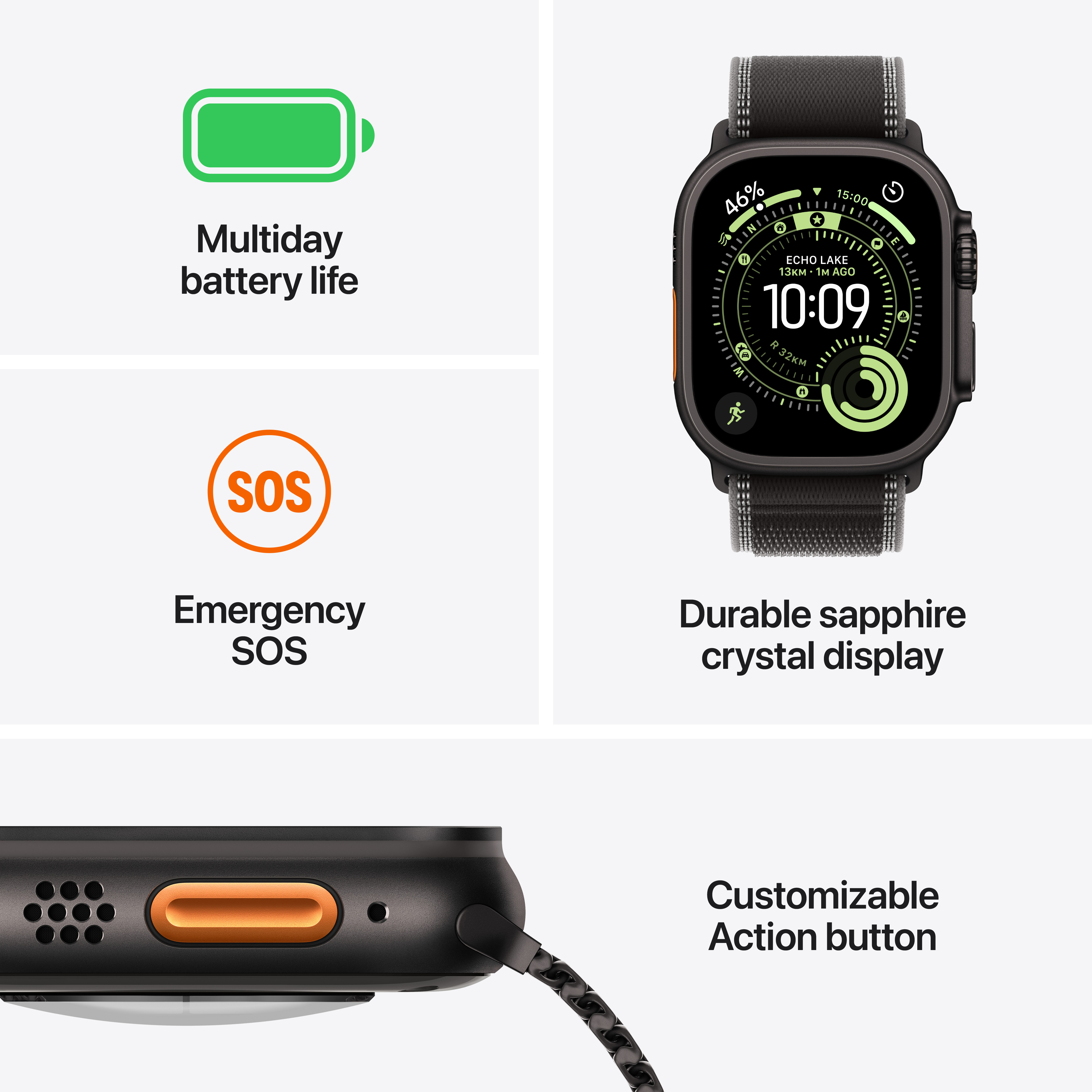 Apple Watch Ultra 3 Cellular 49mm Natural Titanium Case with Natural Titanium Milanese Loop, Large