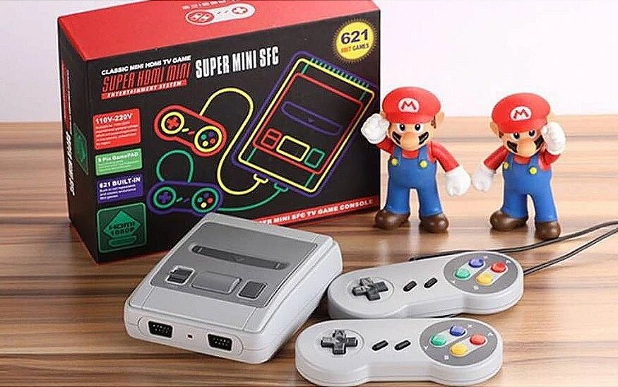 Konzола за игри RoGer SFC620 LD Super Mini SFC, 620 игри 8 bit, 2 гејмпади, сива