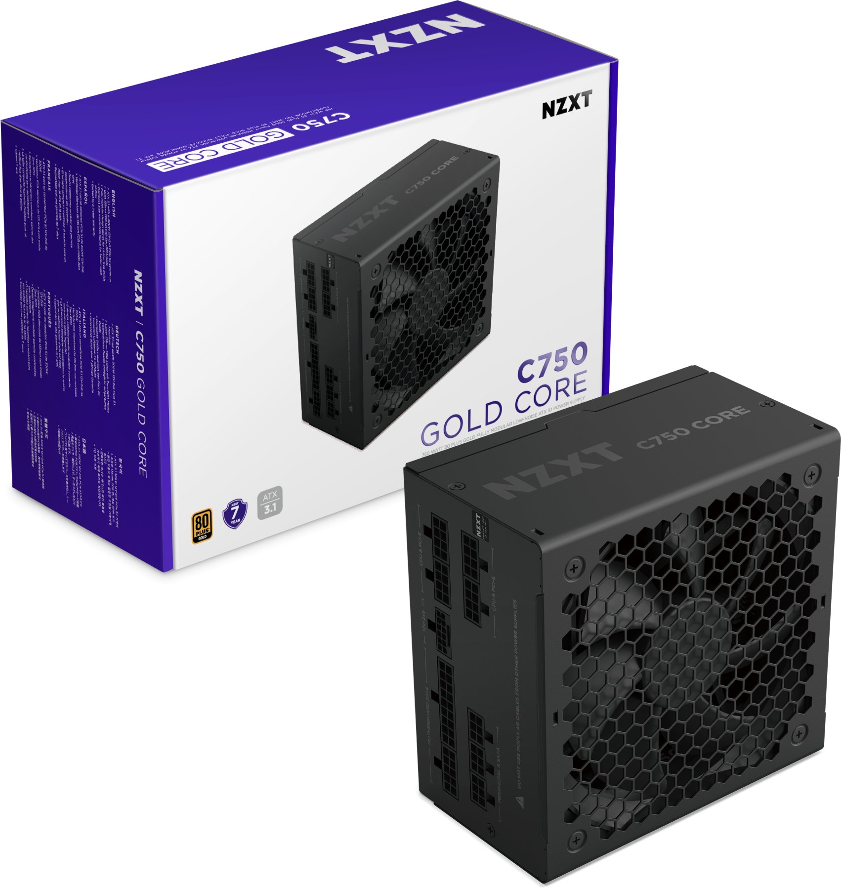Новајзвор на енергија NZXT C750 Gold Core, 750W, 80 Plus Gold, ATX 3.1