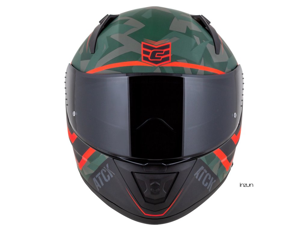 Helmë moto CASSIDA Aero ATCK 2026, integrale, polikarbonat, kamuflazh jeshile e zezë gri portokalli