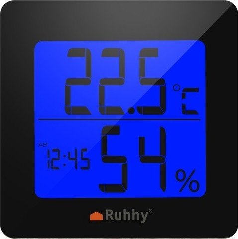 Stacion moti me matës lagështie, ekran LCD, orë me alarm, i bardhë