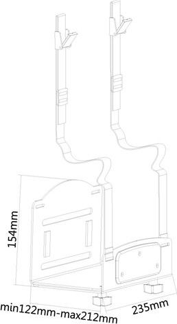 Mbajtëse kompjuteri Neomounts CPU-W100, montim në mur, gjerësi e rregullueshme, e zezë