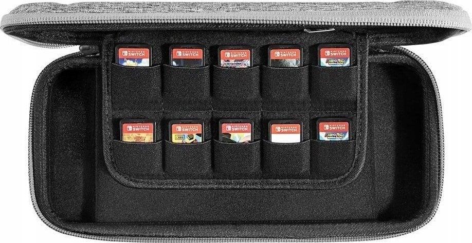 Kuti mbrojtëse Tomtoc për Nintendo Switch OLED, deri 10 lojëra, gri