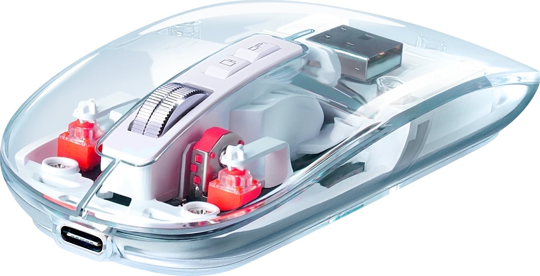 Maus Defender IXES MM-999, wireless RF dhe Bluetooth, RGB, transparent