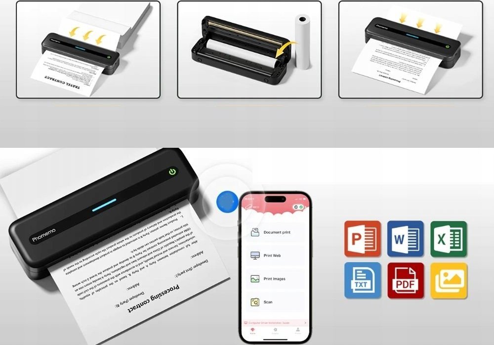 Printues termik portativ Phomemo M832, 300 x 300 dpi, Bluetooth, i zi