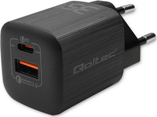 Karikues muri Qoltec GaN Ultra 35W, USB C PD, USB QC 3.0, i zi