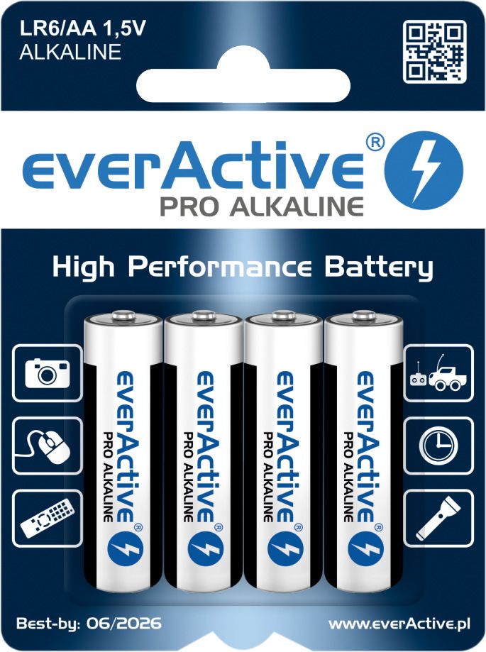 Bateri alkaline EverActive Pro AAA R03, paketim 4 copë