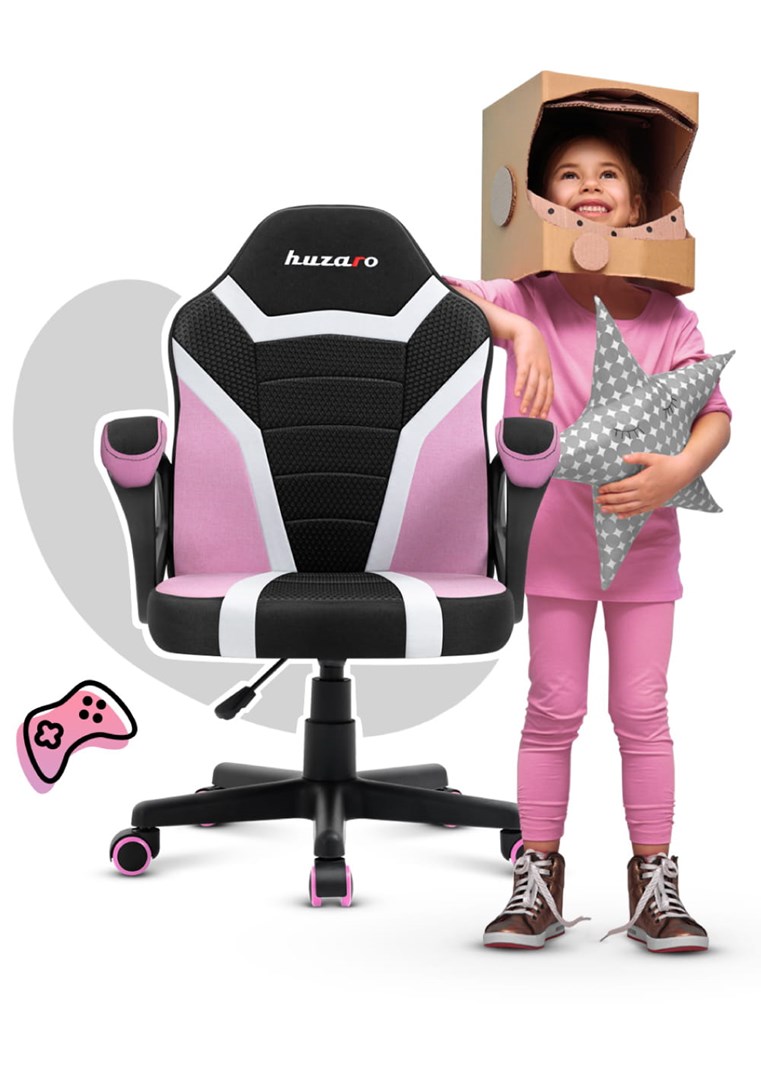 Karrige gaming për fëmijë Huzaro Ranger 1.0, 130kg, Mesh, 80-150cm, rozë