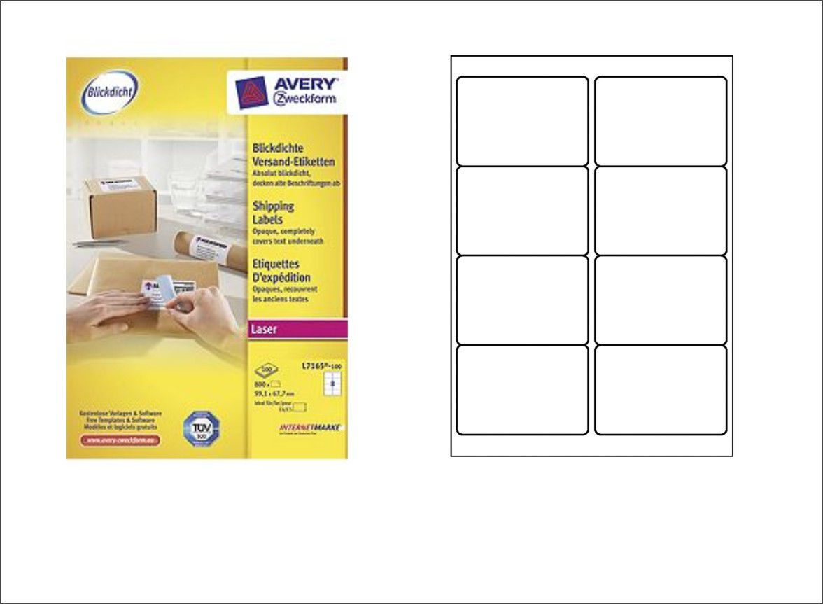 Etiketa ngjitëse Avery Zweckform LABEL.ZF 7165 L7165-100, 99.1x67.7mm, 100 fletë, të bardha