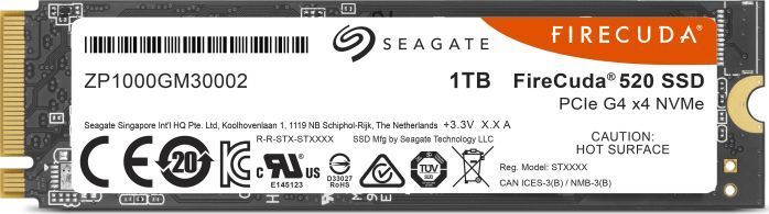 Disk SSD Seagate Firecuda 520, 1TB, M.2 2280 PCI-E x4 Gen4 NVMe