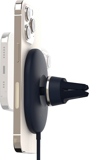 Mbajtëse telefoni për veturë IOttie Velox MagSafe, wireless 7.5W, montim në grilë ajri, blu e errët