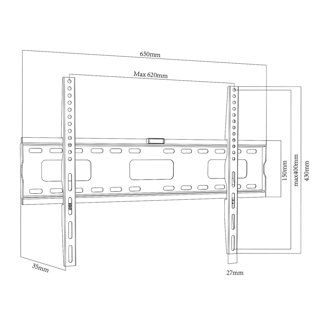 Mbajtëse për TV Maclean MC-419, 32-100", VESA 600x400, 80 kg, e zezë