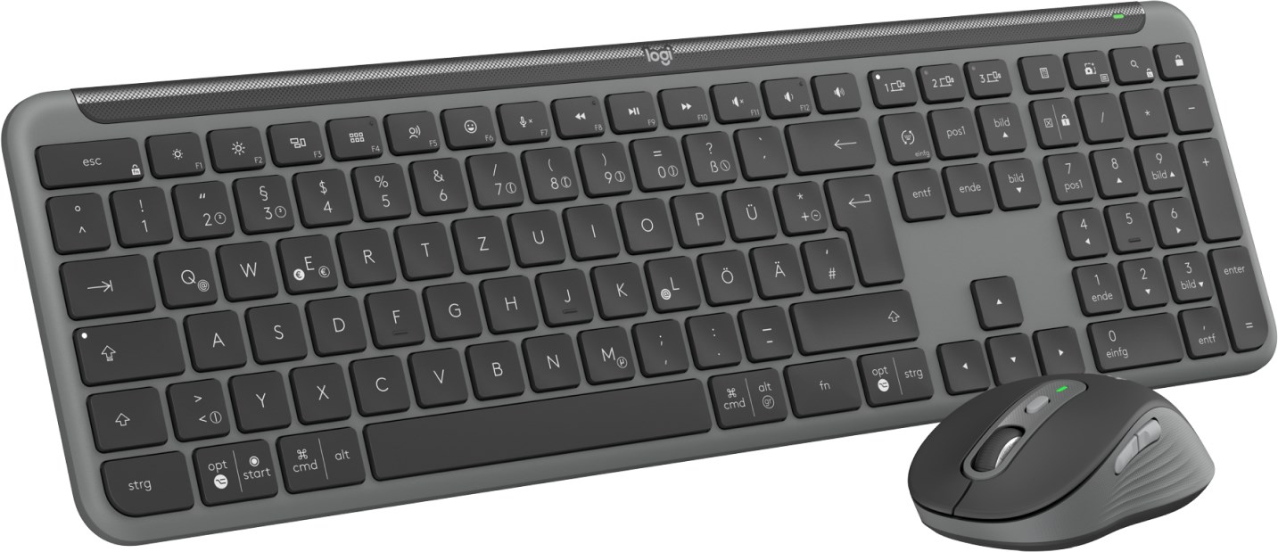 Set tastierë dhe maus Logitech MK950 Slim Combo, Wireless, e hirtë