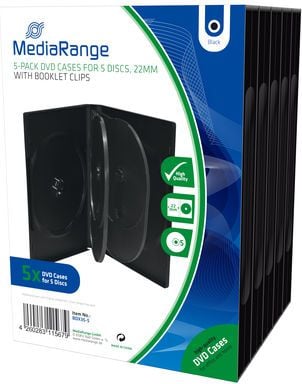 Kuti optike MediaRange BOX35-5, për 5 disqe DVD, e zezë