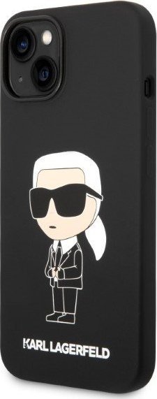 Mbështjellës telefoni Karl Lagerfeld Silicone Ikonik MagSafe, për iPhone 14 Plus, i zi