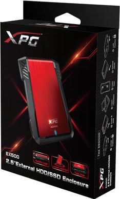 Kuti eksterne për disk 2.5" ADATA EX500, SATA në USB 3.1, e kuqe