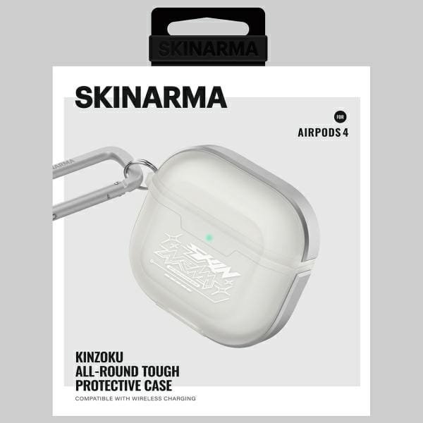 Заштитен капак за слушалки Apple AirPods 4 Skinarma Kinzoku Frost, со карабинер, проѕирен