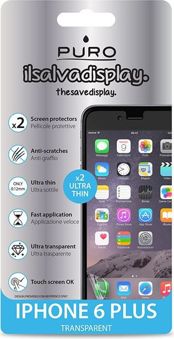 Folje mbrojtëse Puro për iPhone 6 Plus, set 2 copë, transparente