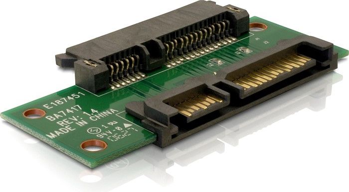 Adapter SATA DeLOCK 65092, zgjatues 22 pin në 22 pin, i zi